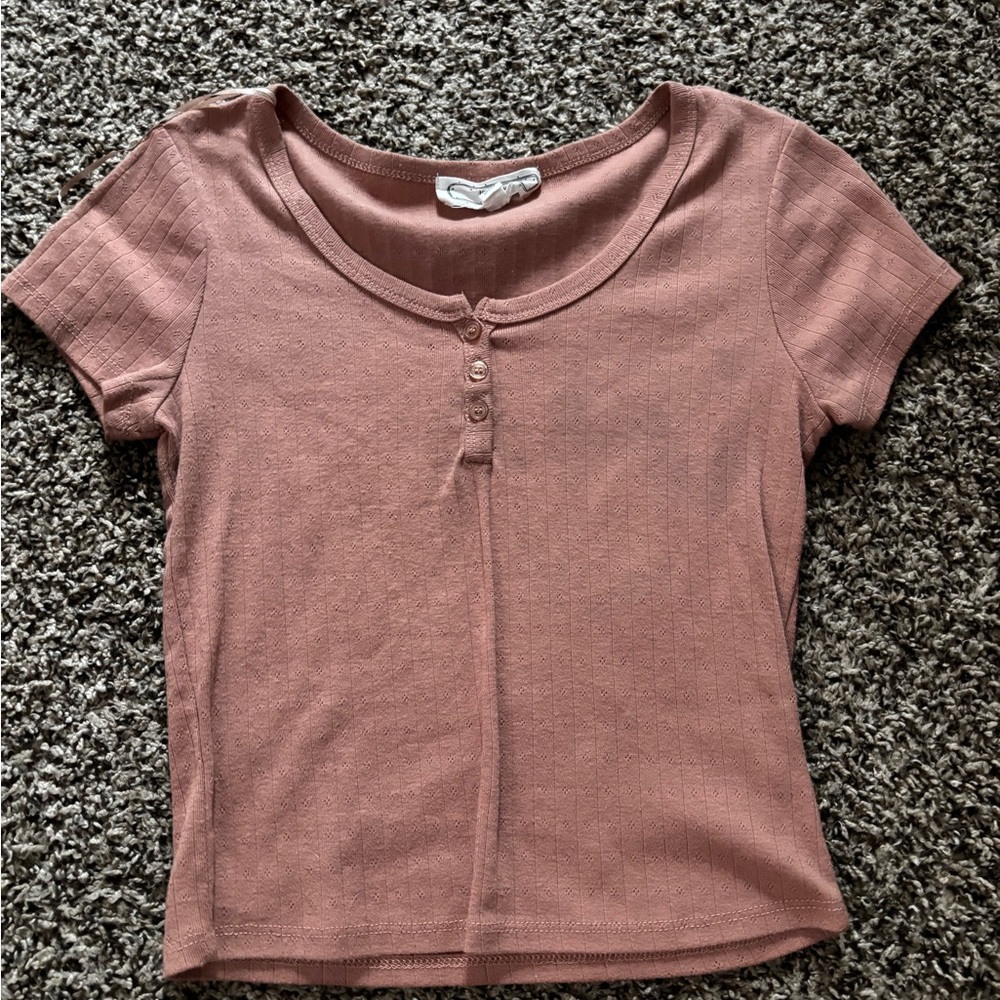Women's Coral Button-Front Top